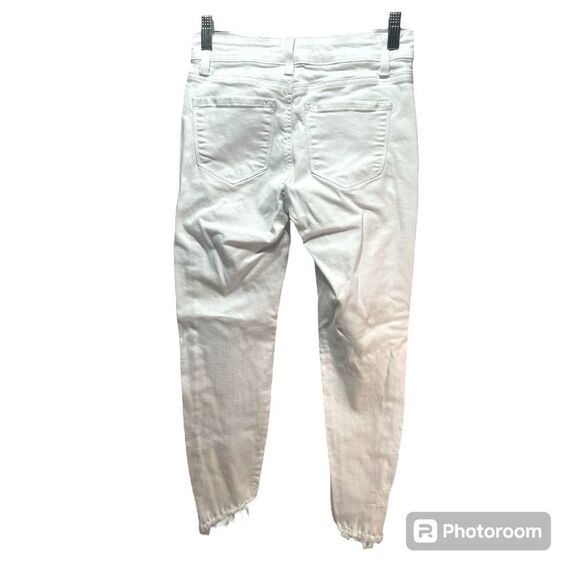 KanCan Estilo Distressed Raw Frayed Hem White Skinny Cropped Jeans Size 3/25 - Picture 3 of 12